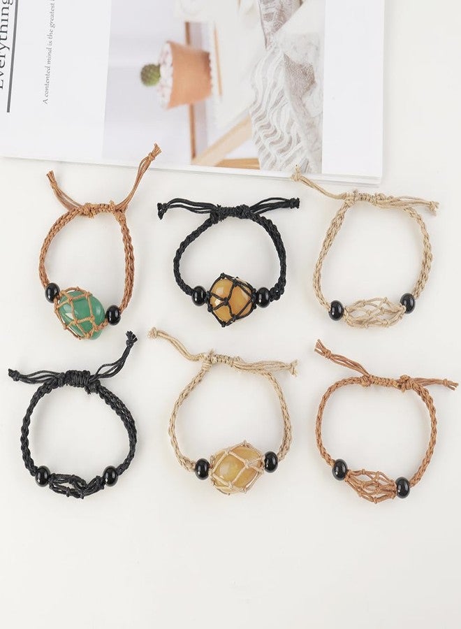 Anjiucc 12 PCS Cord Empty Stone Holder Hand-Woven Necklace Cord with Adjustable for Stone Necklace DIY Bracelet （Black+Coffee+Khaki - Image 4
